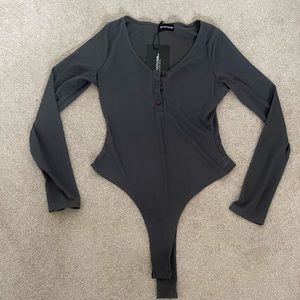 Ribbed long sleeve body suit